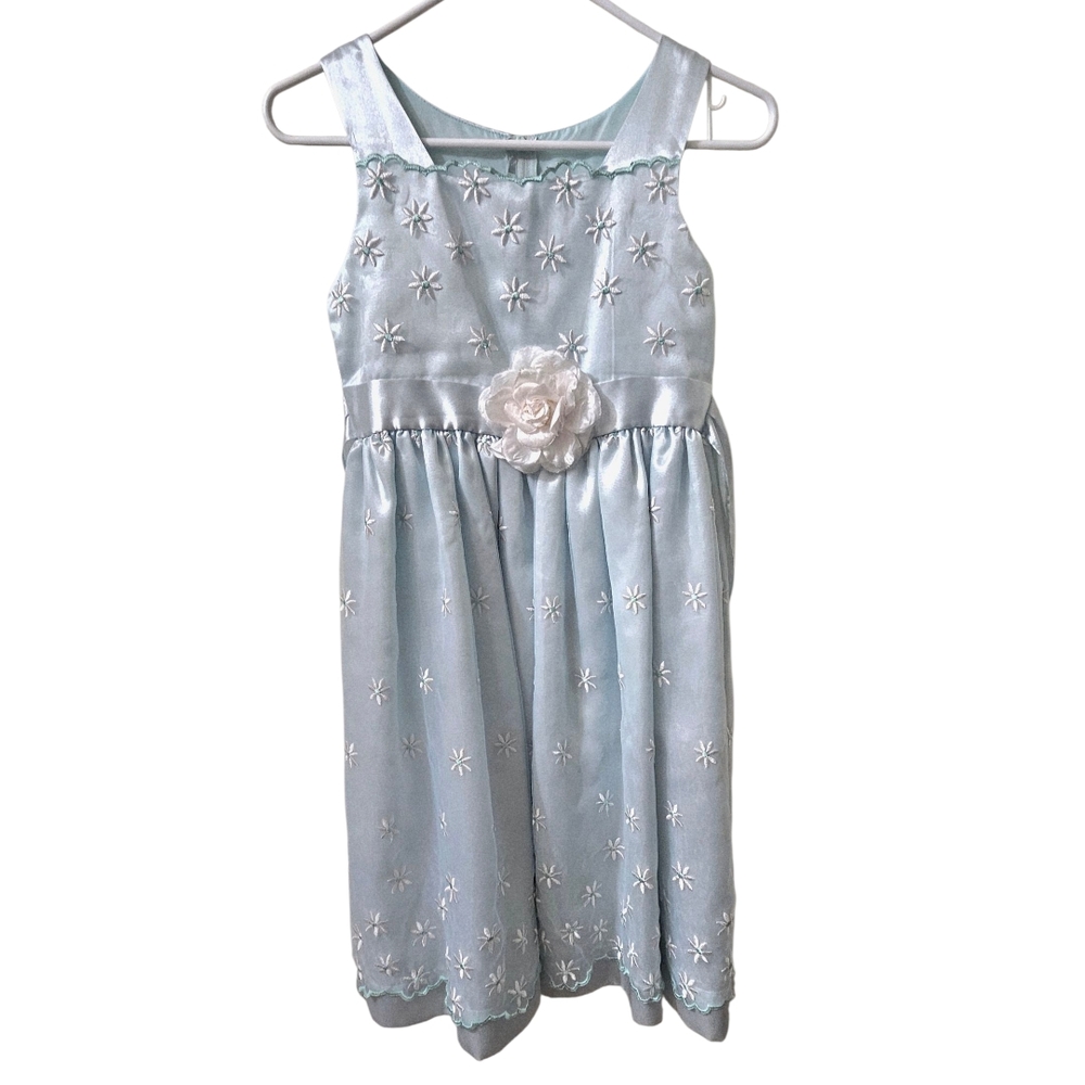 Elegant Light Blue Kids Dress with Floral Embellishments